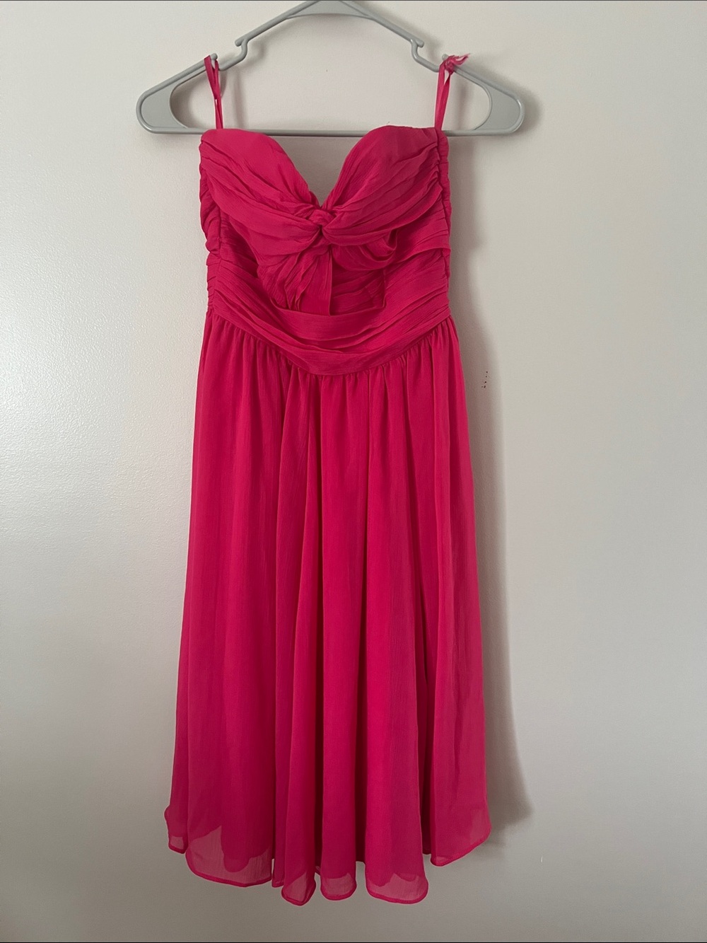 Women’s Hot Pink Strapless Chiffon Dress